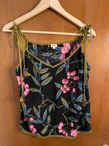 | Vintage & Rare | Kenzo Black And Pink Floral Top With Tassel Y2K - Picture 1 of 5