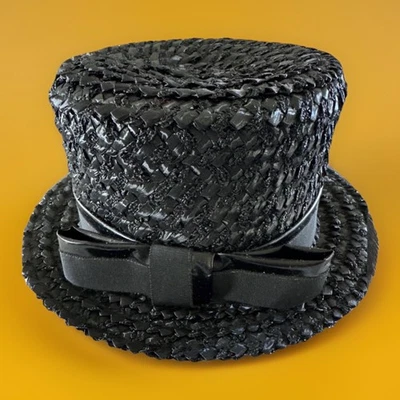 De colección años 50-60 para mujer Utd. Sombrero Hatters Negro Paja Le Charme Boater Cubo Cloche XS Foto 1 de 4