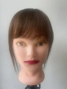 100% Human Remy - Extension Clip In Fringe Bangs - Medium Brown - Picture 1 of 6
