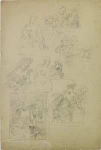 DISEGNO BOZZETTO a  Lapis  ANDREOTTI FEDERICO  fine 1800 FIRENZE - Picture 1 of 1