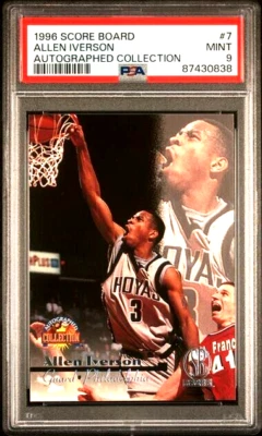 PSA 9 MINT 1996 SCORE BOARD AUTOGRAPHED COLLECTION 7 ALLEN IVERSON Rookie Card - Image 1 of 2