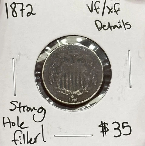 1872 Shield Nickel VF+/XF Details ~Better Date~ Cover