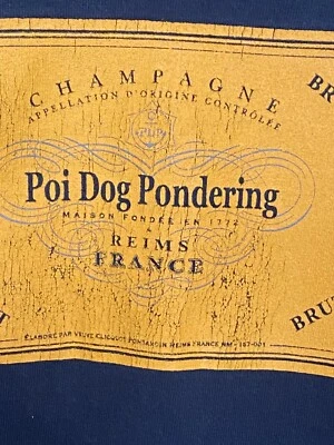 POI DOG PONDERING Vintage T Shirt Reims France Champagne Veuve Single Stitch M - Image 1 of 4