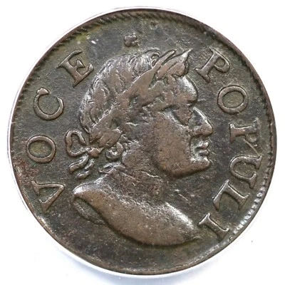 1760 N-9 R-3 ANACS VF30 Voce Populi Halfpenny Colonial Copper Coin 1/2p - Image 1 of 3