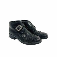 Brighton Black Woven Leather Buckle Kinetic Ankle Boots Made In Brazil Size 6.5M