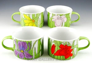 Villa Vanilla Palm Beach FRANCI LARGE COFFEE TEA SOUP MUGS CUPS Set of 4 Mint - Picture 1 of 6