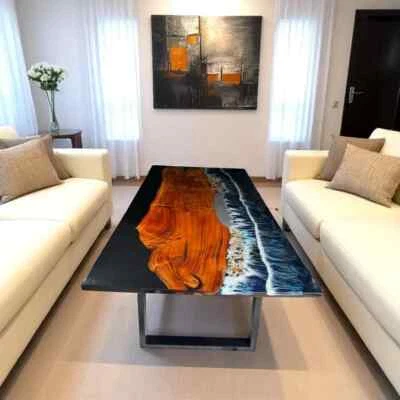 Ocean Epoxy Dining Table River Countertop Handmade Furniture Custom Made Decor - Image 1 of 4