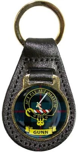 Gunn Clan Crest Leather Key Fob Scottish Family Made in Scotland - Picture 1 of 2