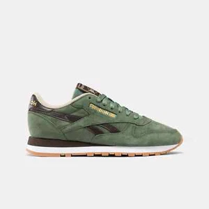 Sneakers classiche unisex Reebok in pelle verde/marrone scarpe UK 7 - Foto 1 di 8