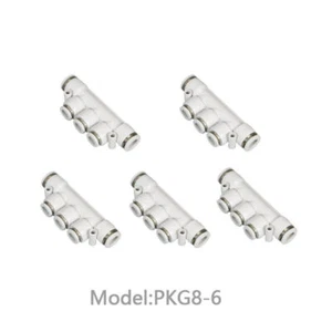 5xPneumatic Connector 5 Way 8 mm to 6 mm OD Tube Push Fit Manifold Quick Fitting - Picture 1 of 5