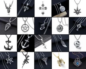 ★TheQ★ Halskette mit Kette Metall Anhänger Damen Herren Schmuck 160 Forms - Bild 1 von 163