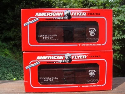 American Flyer S Gauge PRR TCA Museum Boxcars 197707 & 197708 Unrun in Original  - Image 1 of 4