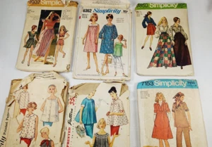 6 Vintage Early 70's Simplicity Patterns kids women dress skirt - Picture 1 of 13