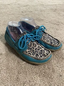 Zapatos de barco Twisted X para mujer 7,5 M turquesa leopardo informales planos WDM0058 - Imagen 1 de 13