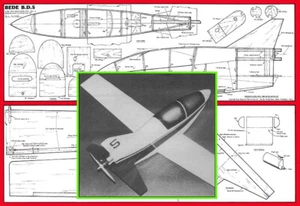 Model Airplane Plans (RC): Bede BD-5 36" Scale Full-Slope or ½A Power  - Picture 1 of 4