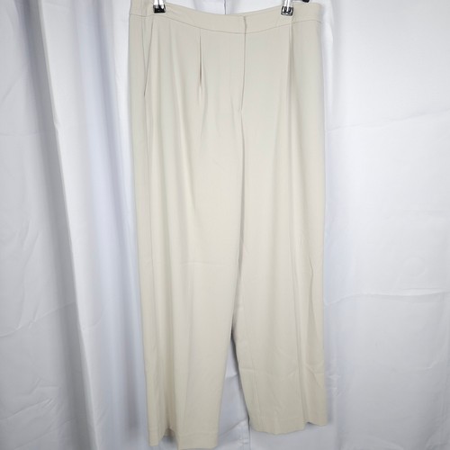 OFF WHITE Pantaloni eleganti vintage Talbots donna 10 32x28 panna bianco sporco larghi gamba dritta foderati