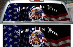 Soldier Freedom Brave American flag eagle truck rear window view thru graphic - Picture 1 of 2