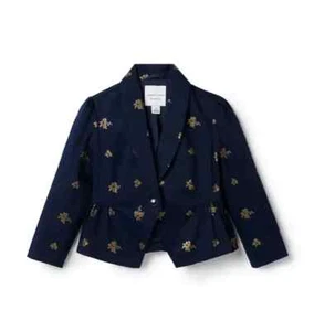 Janie and Jack Girls Glitter Floral Peplum Sateen Blazer size 6 years - Picture 1 of 13