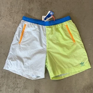 NEW MENS ADIDAS ORIGINALS BLOCKED WOVEN SHORTS SIZE XL Blue White Yellow HC2142 - Picture 1 of 12