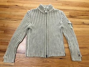 Suéter Militar Columbia 69724 Y2k Cremallera Para Mujer L Beige Tejido Vértice Cable Algodón - Imagen 1 de 7