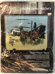 Vintage 1974 Paragon Needlecraft Crewel Stitchery Wagon Wheel Kit 0119 Henning - Picture 1 of 6