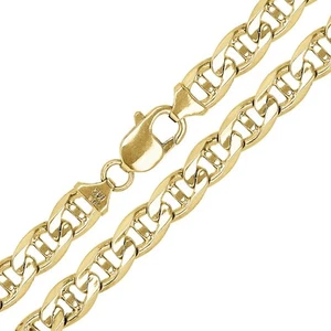 14k Yellow Gold Solid Concave Mariner Chain Necklace 22" 7.8mm 60 grams - Picture 1 of 4