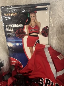 halloween costumes Outfit women Size Large Touchdown Babe Cheerleader Red Black - Picture 1 of 6