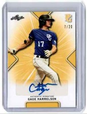 2021 Leaf Perfect Game National Showcase Yellow Gage Harrelson 7/20 #BA-GH1