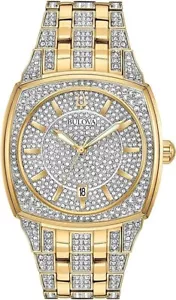 Bulova Men's Crystal Phantom 3-Hand Date Quartz Watch Pave Crystal Dial 40mm - Picture 1 of 4
