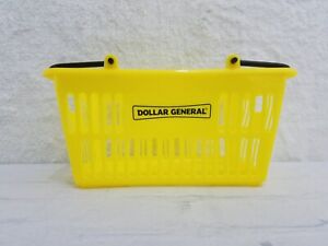 Vtg Handheld Yellow Dollar General Logo Plastic Toy Pretend Shopping Basket