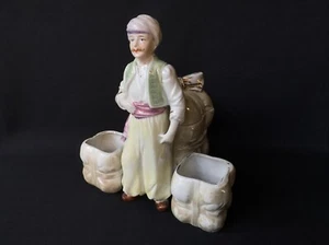 Servizio Da Condimenti XIX° Porcellana Statuetta Sultano Mostardiera Sale Pepe - Foto 1 di 12