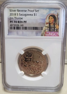 2018-S Sacagawea Jim Thorpe Reverse Proof - NGC Reverse PF 70 - Image 1 of 3