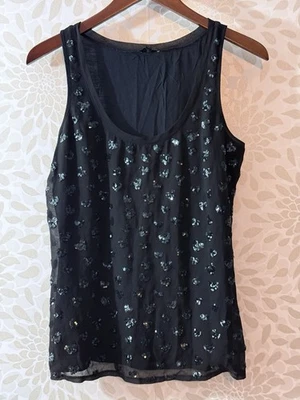 Camiseta sin mangas Y2K Express para mujer M negra corazón lentejuelas Foto 1 de 4