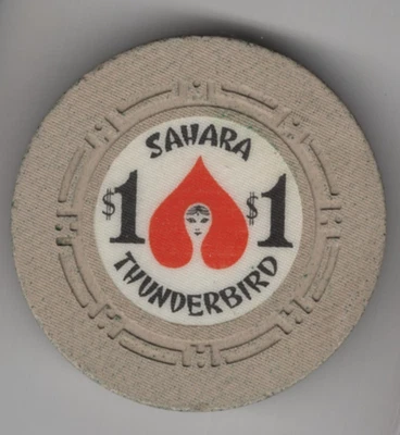 SAHARA THUNDERBIRD CASINO LAS VEGAS NEVADA $1 DOLLAR VINTAGE GAMING POKER CHIP - Image 1 of 2