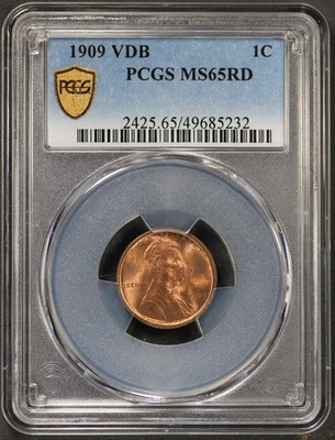 1909 (P) VDB PCGS Lincoln Wheat Cent MS65RD MS-65 Red - Trueview V.D.B. - Image 1 of 3