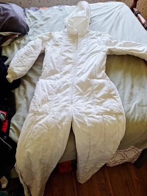 Vintage Cabelas One Piece White Snow Suit Mens XL Hooded Hunting Concealing USA  - Image 1 of 4