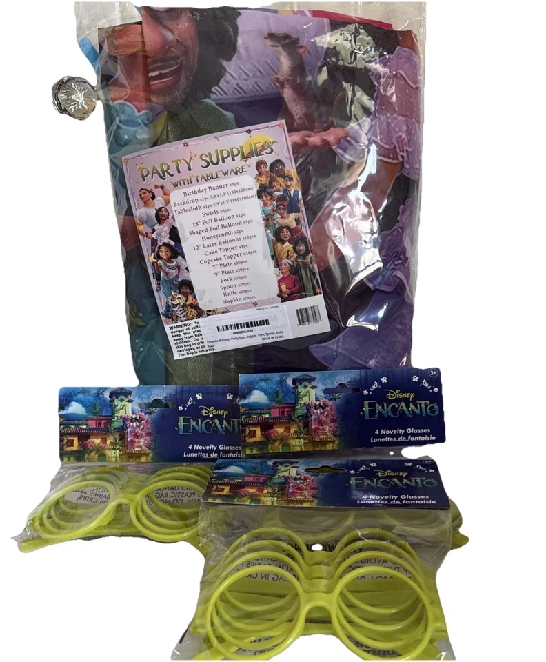 Enorme pacote de suprimentos e decoração para festa de aniversário infantil Encanto 180 peças banner de tecido - Imagem 1 de 4