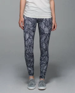 Leggings Lululemon Wunder Under Banana Leaf para mujer 4 blancos negros tiro bajo - Imagen 1 de 10