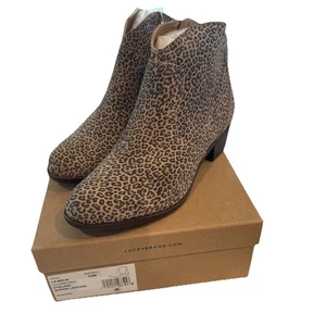 New Lucky Brand Women's Size 13W Sophia Leapard Leather Bootie LK-Belia Side Zip - Picture 1 of 6