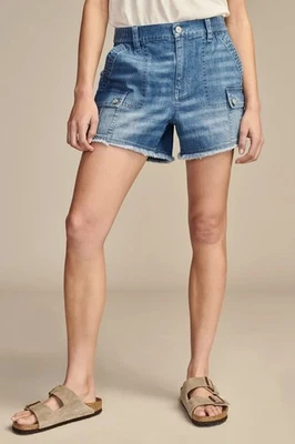 Lucky Brand Womens Cotton Mid-Rise Cargo Brightside Size L Blue MSRP $90 - Image 1 of 4