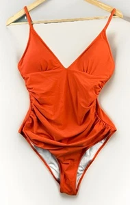 Cupshe Women's One Piece Swimsuit Size Medium Ruched Orange Slimming Beach - Picture 1 of 7