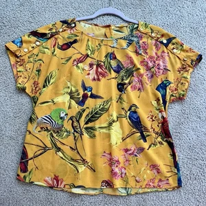 LEIFSDOTTIR Anthropologie Size 4 Floral Silk Lightweight Top Colorful Bohemian - Picture 1 of 11