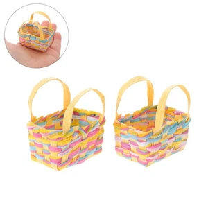  4 Pezzi Mini Cestino Portaoggetti Tessuto per Ornamento Miniatura Cesti Artigianali - Foto 1 di 17