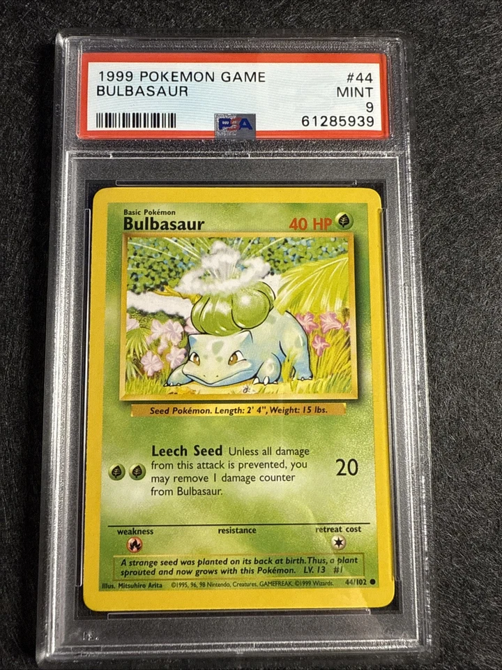 1999 Pokemon Game Bulbasaur 44/102 PSA 9 Mint - Image 1 of 4