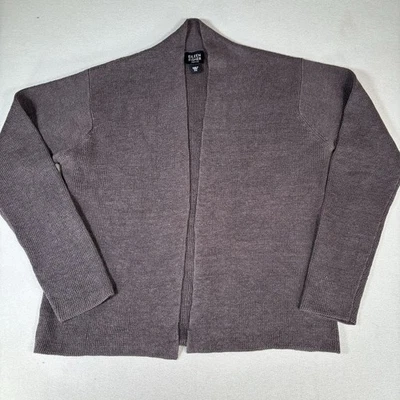Suéter Eileen Fisher Mujer Petite PS Gris Lino Frente Abierto Cárdigan Tejido Acanalado Foto 1 de 4
