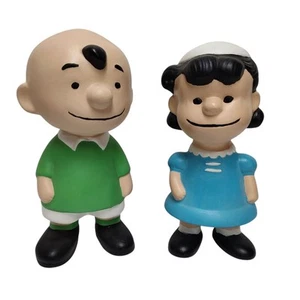 Vintage Peanuts Charlie Brown und Lucy handbemalte Keramikfiguren - Bild 1 von 5
