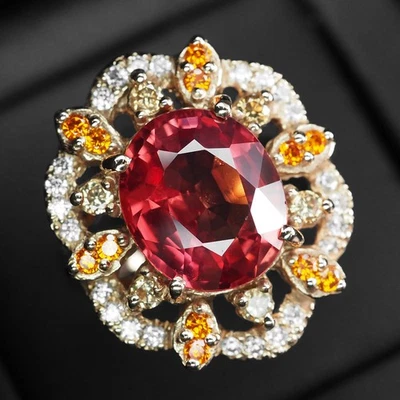 Rari anelli fatti a mano in argento sterling 925 zaffiro arancione tramonto... - Immagine 1 di 4