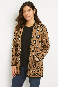CHICOS Strickjacke Pullover Hoodie Animal Print Tunika Strick Taschen Shacket Große 2 - Bild 1 von 10