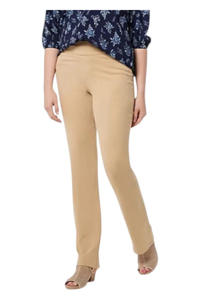 Denim & Co. Women's Knit Smooth Waist Lightly Boot-Cut Jeans Beige - Image 1 of 1