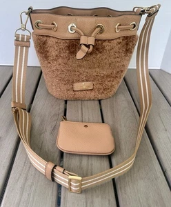 KATE SPADE Rosie Faux Fur Mini Bucket/ Crossbody  w/Matching Coin Purse Flawless - Picture 1 of 7